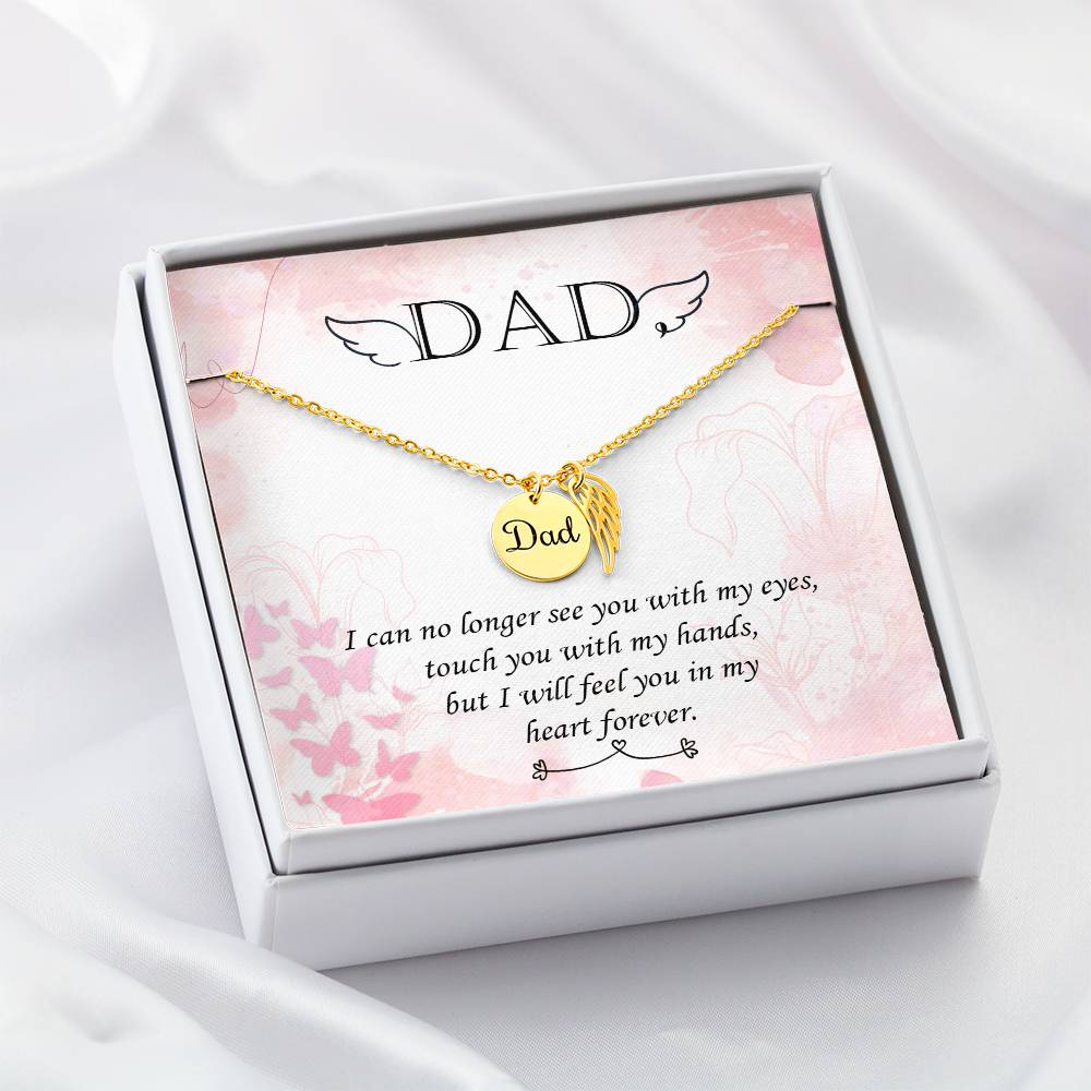 Angel Wing Dad Necklace Gift from Heaven - Daddy Memorial Gift