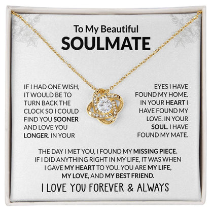 Gift for Soulmate - The Day I Met You - Love Knot Necklace - Personalize Memories