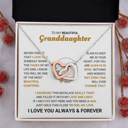 To My Granddaughter Necklace – Jewelry Gift for Granddaughter on Graduation & Birthday – Interlocking Hearts Necklace - Personalize Memories