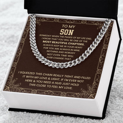 To My Son Necklace - Just hold the close to feel my love - Cuban Link Chain - Personalize Memories