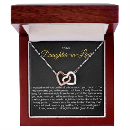 To My Daughter In Law - Gift for Daughter in Law - Interlocking Hearts Necklace - Personalize Memories