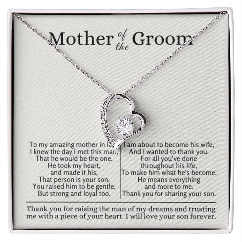 Mother of the Groom - Gift for Mother in Law - Thank you for raising the man of my dreams - Forever Love Necklace - Personalize Memories