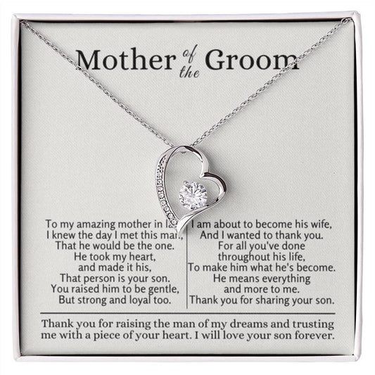 Mother of the Groom - Gift for Mother in Law - Thank you for raising the man of my dreams - Forever Love Necklace - Personalize Memories