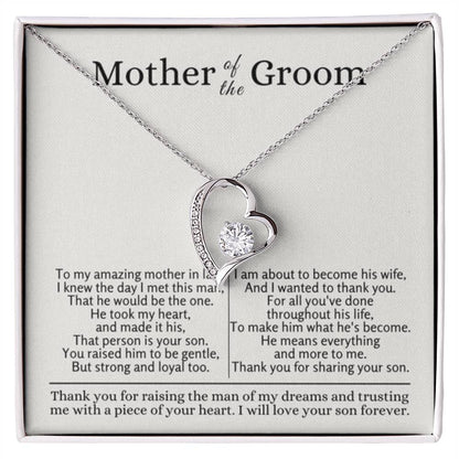 Mother of the Groom - Gift for Mother in Law - Thank you for raising the man of my dreams - Forever Love Necklace - Personalize Memories