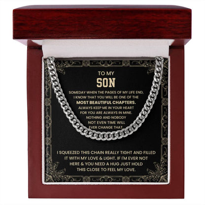 To My Son - Someday when the pages of my life end - Cuban Link Chain - Personalize Memories