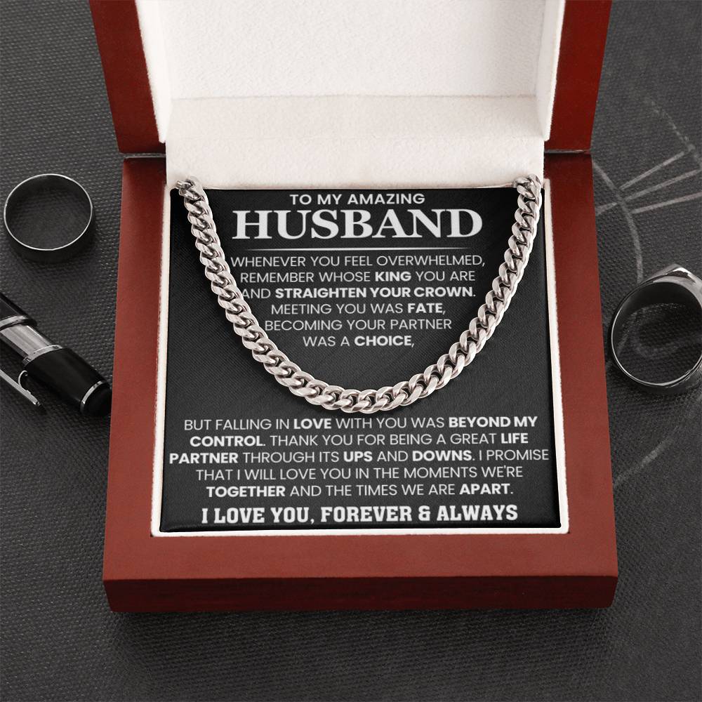 To My Husband – Cuban Link Chain – Anniversary & Birthday Gift from Wife - Personalize Memories