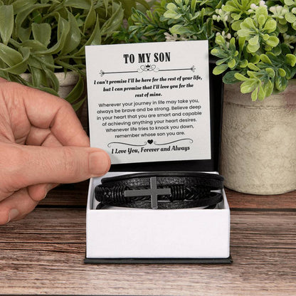 Son Gift – Graduation, Birthday, Holiday – Men’s Cross Bracelet - Personalize Memories