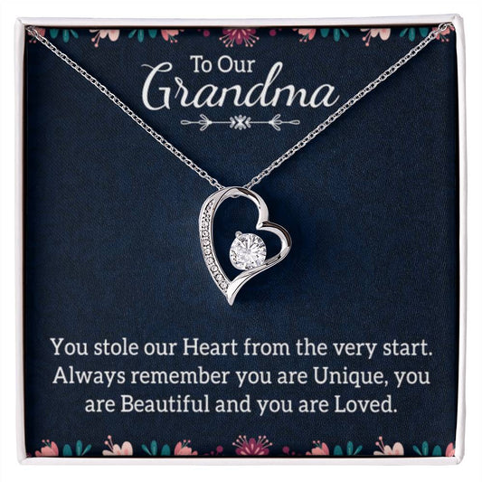 To Our Grandma Necklace - You stole our heart from the very start Grandma - Forever Love Necklace - Personalize Memories