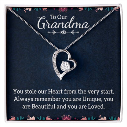 To Our Grandma Necklace - You stole our heart from the very start Grandma - Forever Love Necklace - Personalize Memories