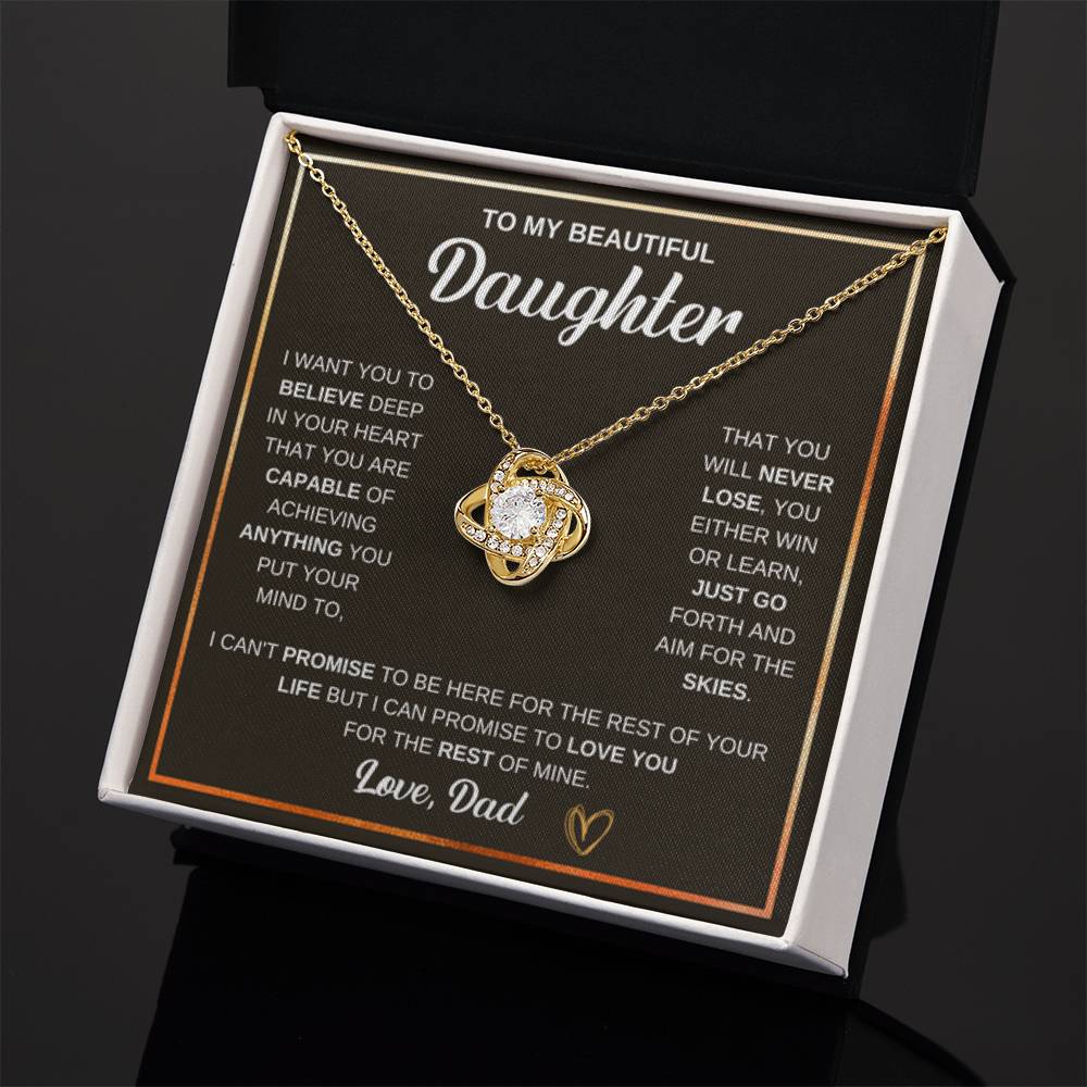 To My Daughter Necklace – Dad to Daughter Birthday Jewelry – Love Knot Necklace - Personalize Memories