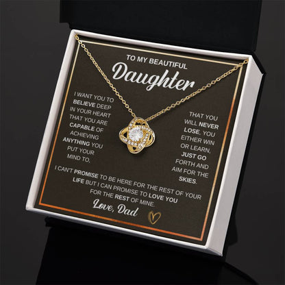 To My Daughter Necklace – Dad to Daughter Birthday Jewelry – Love Knot Necklace - Personalize Memories
