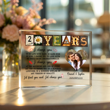 Personalized Acrylic Block, Happy 20th Anniversary Gift For Husband And Wife, Custom Photo Gift For Couples, I Choose You Personalize Memories