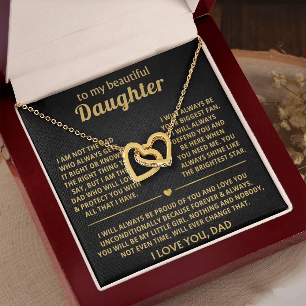 To My Daughter Necklace - Best Gift for Daughter from Dad - Interlocking Hearts Necklace - Personalize Memories