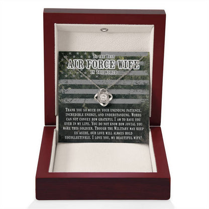 To The Best Air Force Wife In The World - Heartfelt Jewelry from Husband - Love Knot Necklace - Personalize Memories