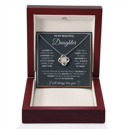 To My Daughter Necklace – Daughter Christmas Graduation Jewelry Gift – Love Knot Necklace - Personalize Memories