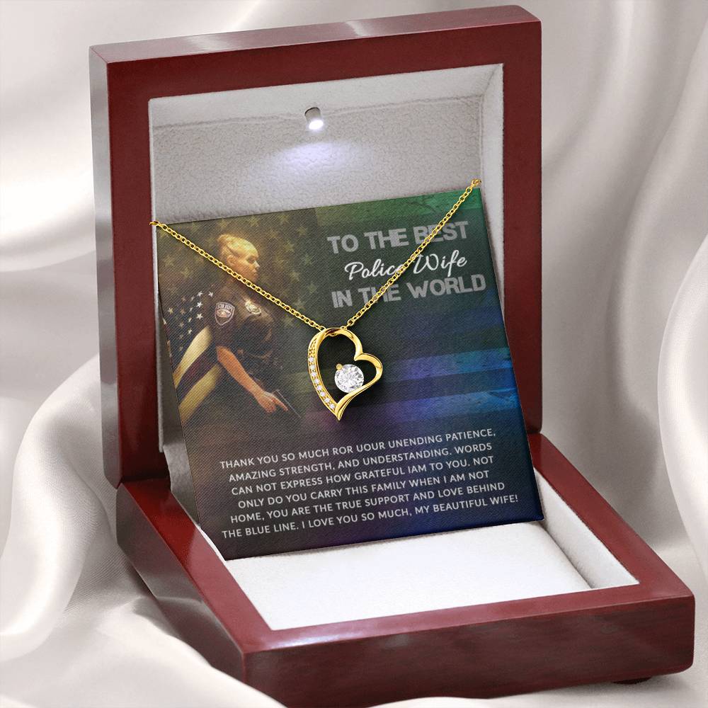 To The Best Police Wife In The World - Forever Love Necklace Gift from Husband - Personalize Memories