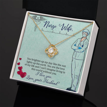 To my nurse wife Gift From Husband - Love Knot Necklace - Personalize Memories