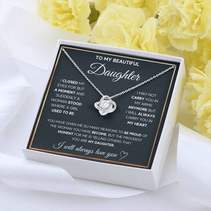 To My Daughter Necklace – Daughter Christmas Graduation Jewelry Gift – Love Knot Necklace - Personalize Memories