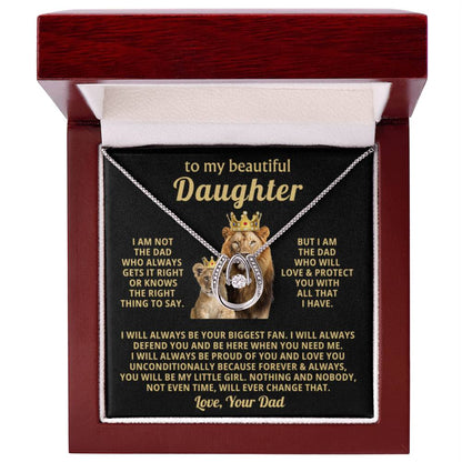To My Daughter Necklace - Beautiful Daughter Jewelry for Birthday & Proud Dad Moments - Lucky In Love Necklace - Personalize Memories