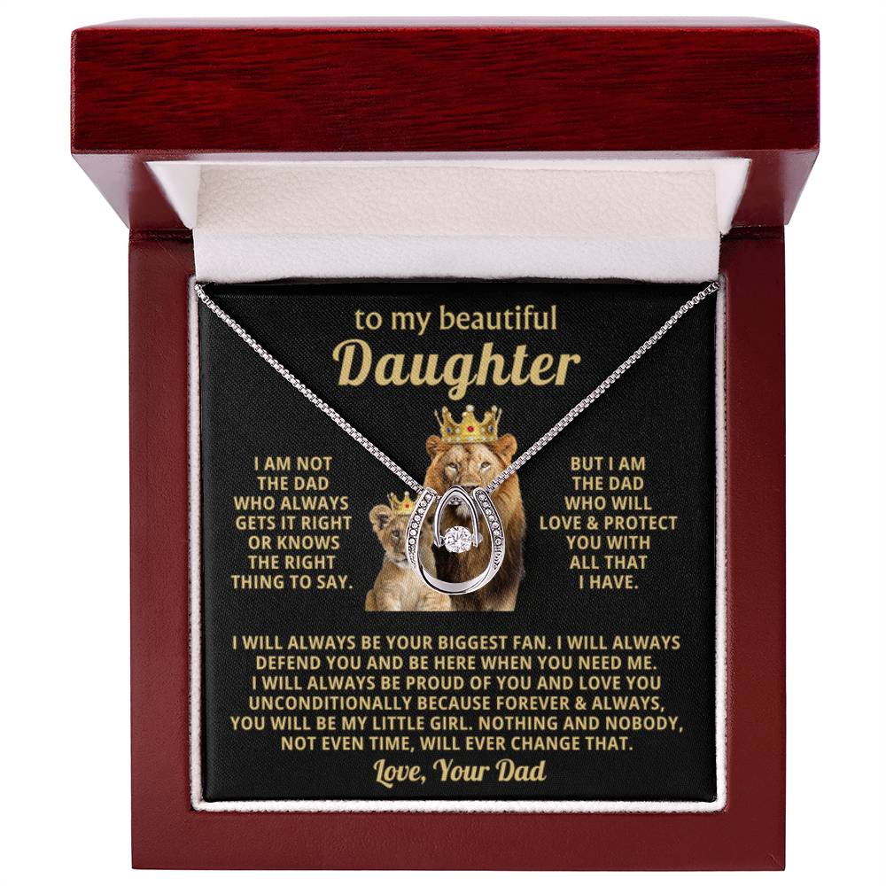 To My Daughter Necklace - Beautiful Daughter Jewelry for Birthday & Proud Dad Moments - Lucky In Love Necklace - Personalize Memories