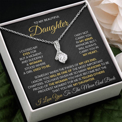 To My Daughter - I love you to the moon and back - Alluring Beauty Necklace Gift for Daughter - Personalize Memories