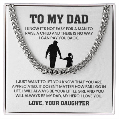 To My Dad Gift from Daughter - My Dad, My Hero - Cuban Link Chain - Personalize Memories
