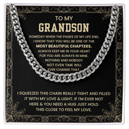 To My Grandson - Someday when the pages of my life end - Cuban Link Chain - Personalize Memories