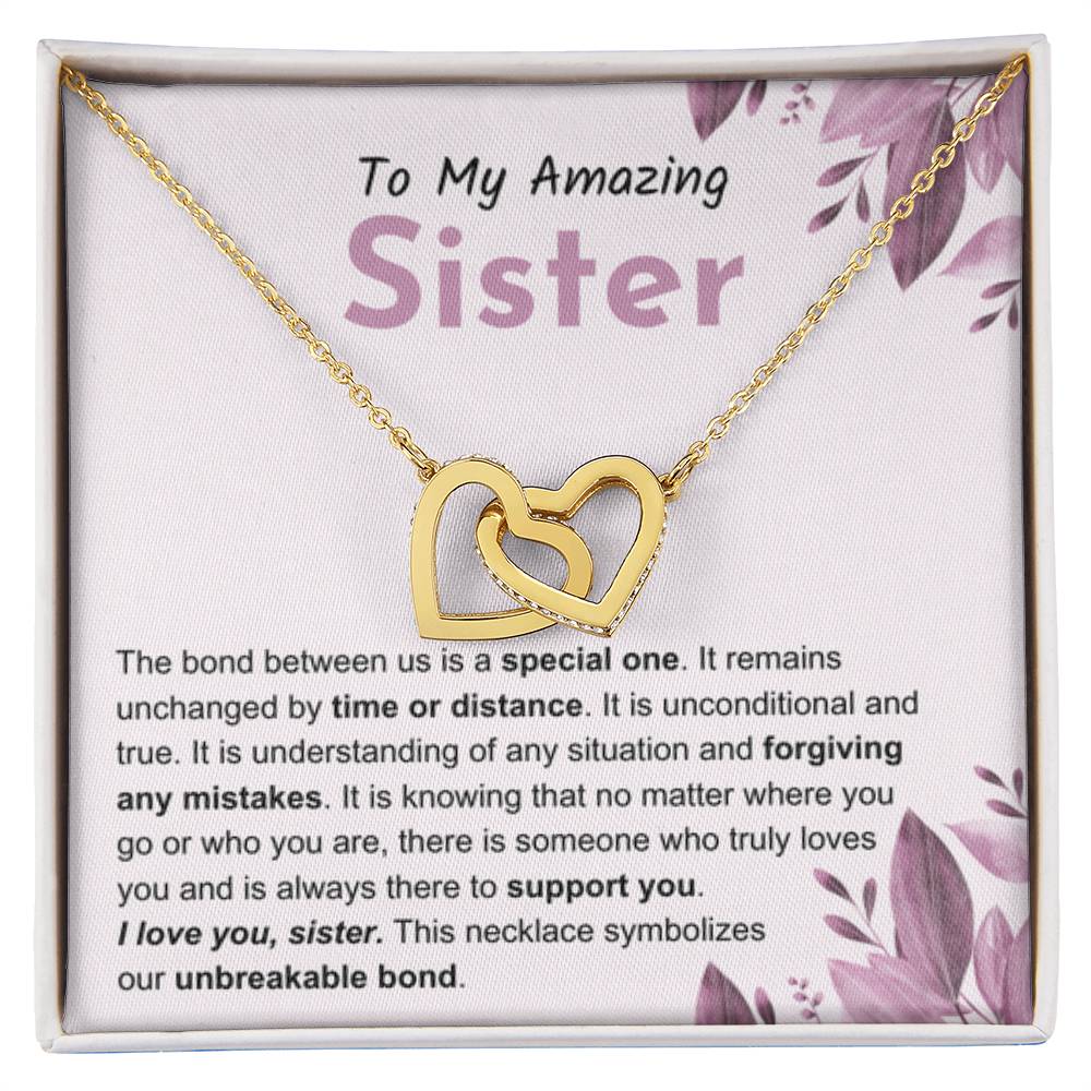 Sentimental Gift for Sister - Interlocking Hearts Necklace - Personalize Memories