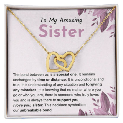 Sentimental Gift for Sister - Interlocking Hearts Necklace - Personalize Memories