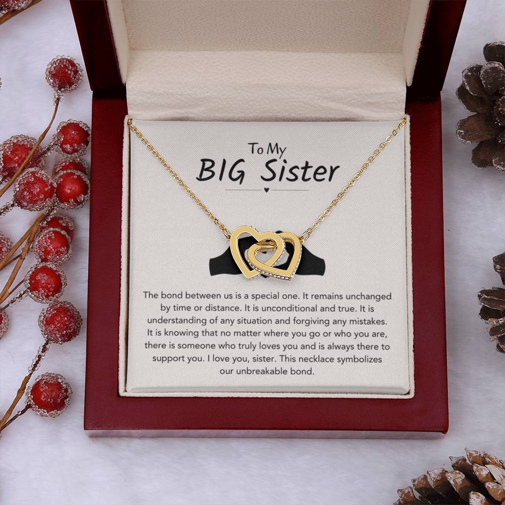 Big Sister Gift - Interlocking Hearts Necklace - Personalize Memories