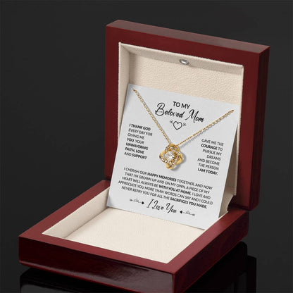 To My Beautiful Mom - I Thank God Every Day for Giving Me You - Love Knot Necklace - Personalize Memories