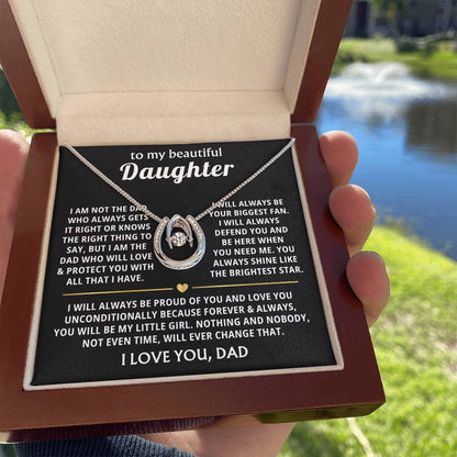 To My Daughter Necklace - Best Surprise Gift for Daughter from Dad for Graduation, Birthday & Christmas - Lucky In Love Necklace - Personalize Memories