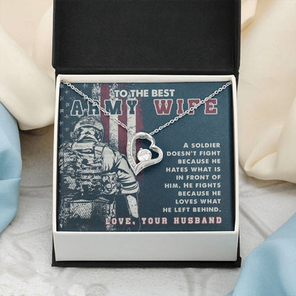To The Best Army Wife Gift from Husband - Forever Love Necklace - Personalize Memories