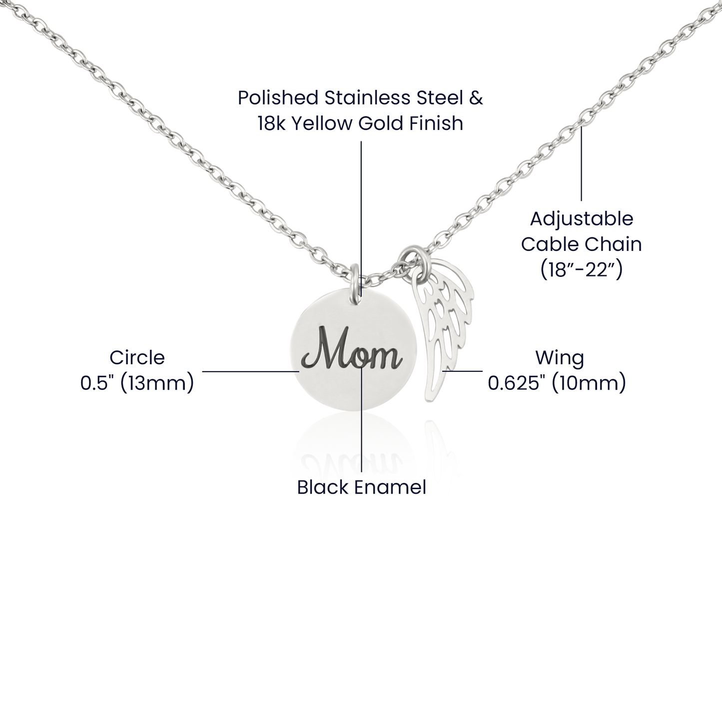Angel Wing Mom Necklace Gift from Heaven - Mother Memorial Gift