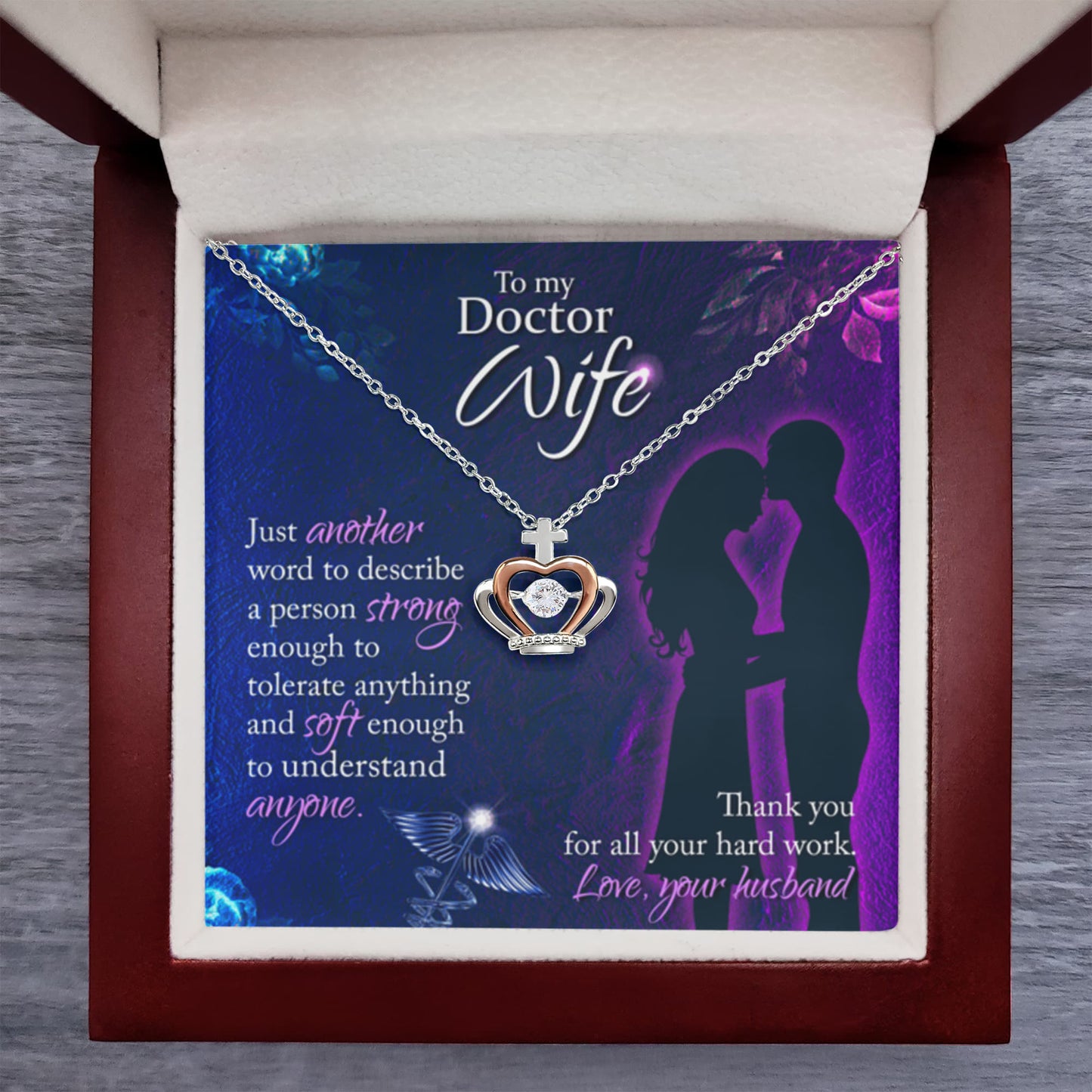 Doctor Wife Gift from Husband - Meaningful Jewelry for Valentine’s Day & Special Occasions - Crown Pendant Necklace - Personalize Memories