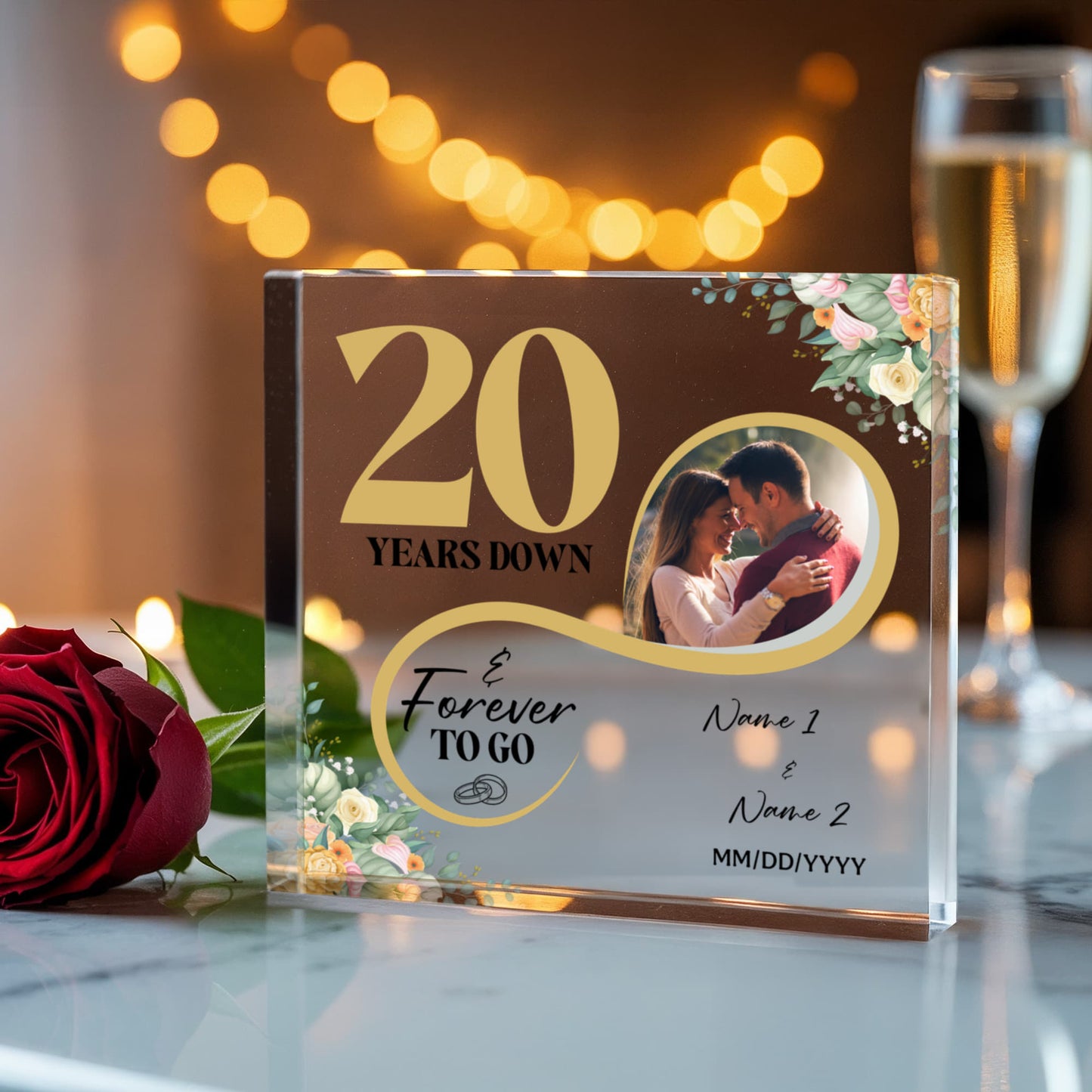 Personalized Acrylic Block, Custom Photo, Happy 20th Wedding Anniversary Gifts, Marriage Gifts, 20 Year Married Gift, Wife Husband Present