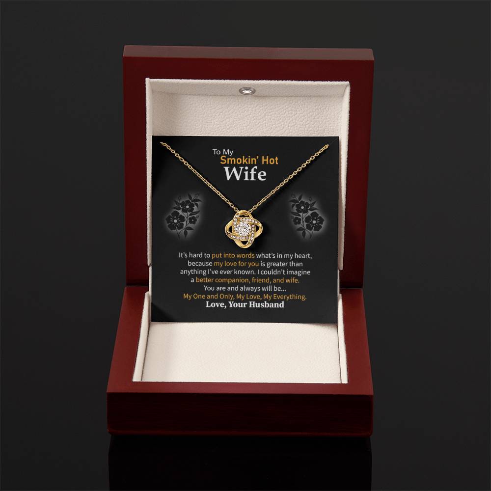 Romantic Jewelry Gift for Wife - Perfect From Husband for Birthday, Anniversary & Valentine’s Day - Love Knot Necklace - Personalize Memories