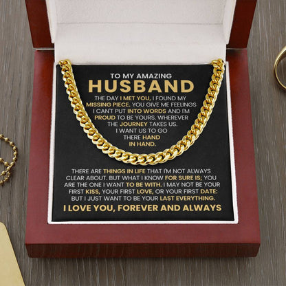 To My Husband Cuban Link Chain – Anniversary & Valentine’s Day Gift from Wife - Personalize Memories