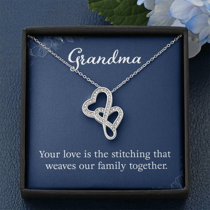 Grandma - Your love is the stitching - Gift for Grandmother Grandma - Heart-to-heart Pendant Necklace - Personalize Memories
