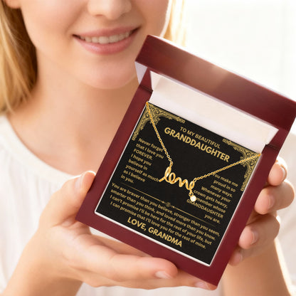 To My Granddaughter Necklace – Birthday & Valentine’s Gift from Grandma – Scripted Love Necklace - Personalize Memories