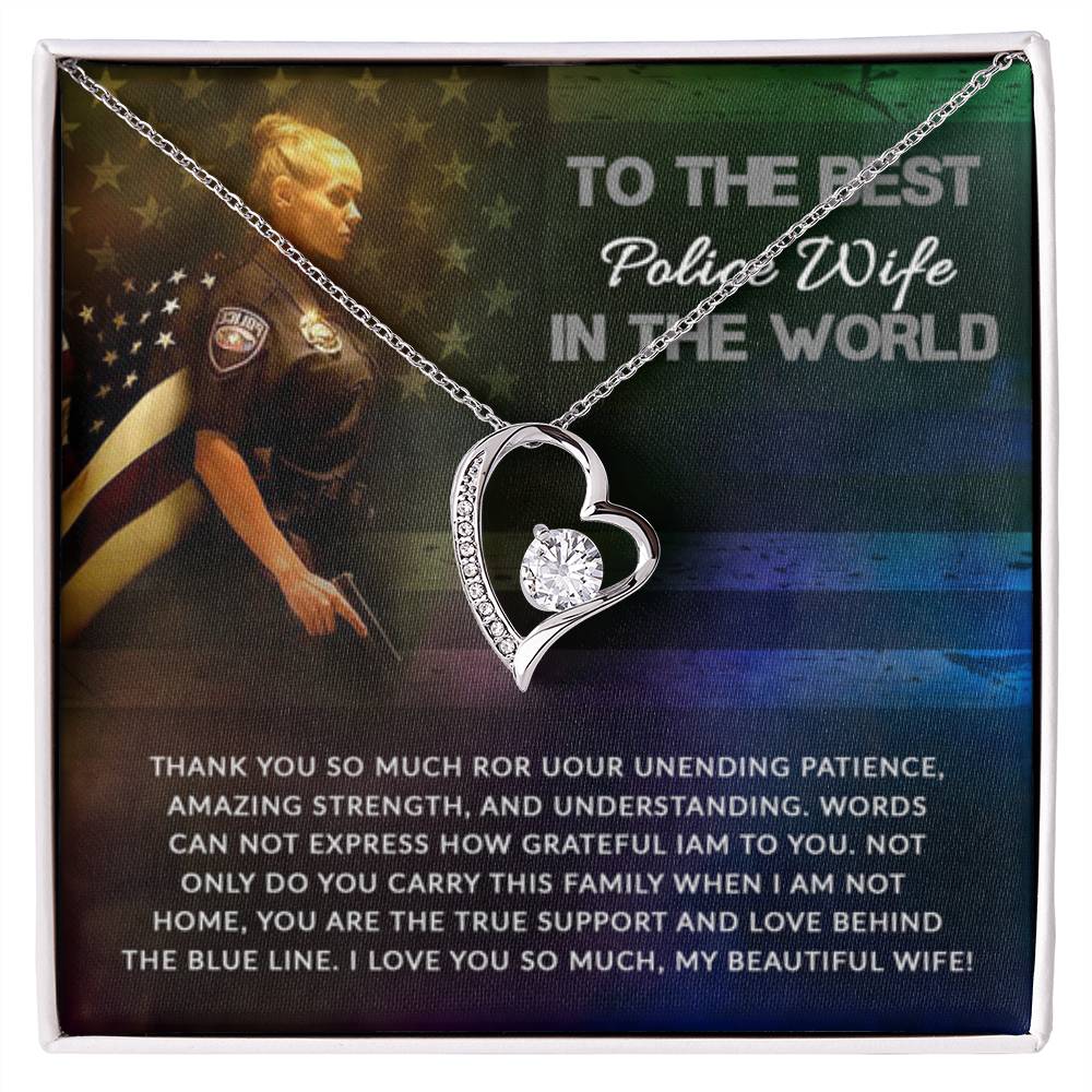 To The Best Police Wife In The World - Forever Love Necklace Gift from Husband - Personalize Memories