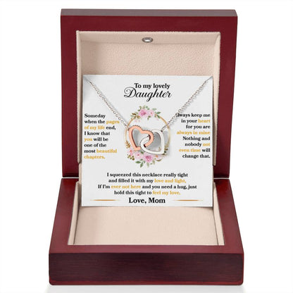 To My Daughter Necklace – Daughter Necklace for Graduation & Birthday Events from Mom – Interlocking Hearts Necklace - Personalize Memories