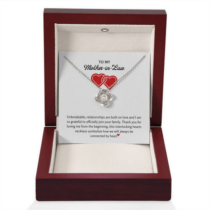 To My Mother in Law - We will always be connected by heart - Love Knot Necklace - Personalize Memories