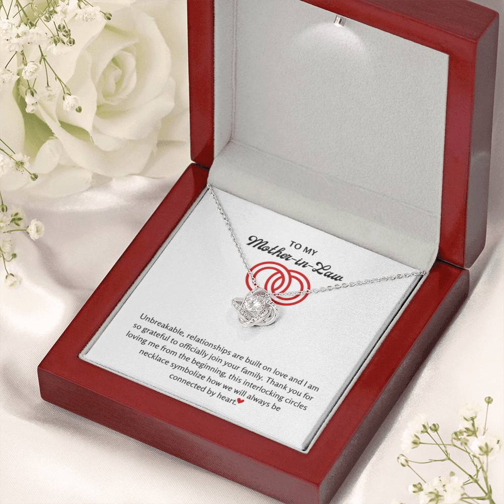 To My Mother in Law - We'll always be linked at heart - Love Knot Necklace - Personalize Memories
