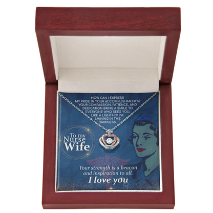 Sentimental Gift for Nurse Wife - Emotional Husband-to-Wife Jewelry for Birthday, Christmas & Valentine’s Day - Crown Pendant Necklace - Personalize Memories