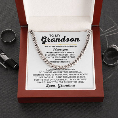 To My Grandson Necklace – Grandson Gift from Grandma – Cuban Link Chain - Personalize Memories
