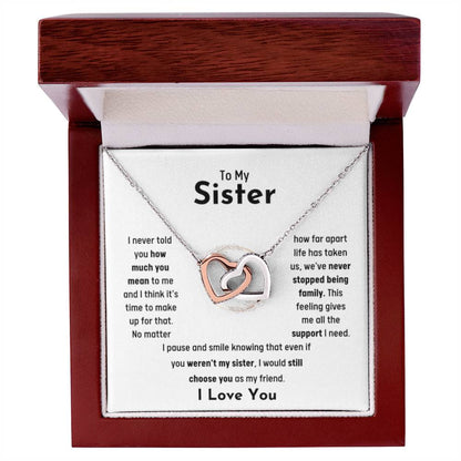 To My Sister - Interlocking Hearts Necklace - Jewelry Gift for Sister - Personalize Memories