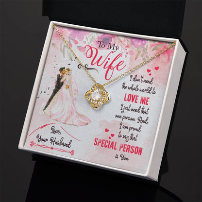 To My Wife Necklace - Loving Gift from Husband for Valentine’s Day, Birthday & Anniversary - Love Knot Necklace - Personalize Memories