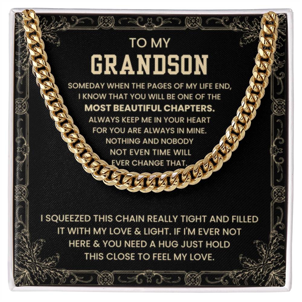 To My Grandson - Someday when the pages of my life end - Cuban Link Chain - Personalize Memories