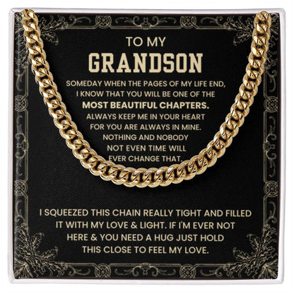 To My Grandson - Someday when the pages of my life end - Cuban Link Chain - Personalize Memories